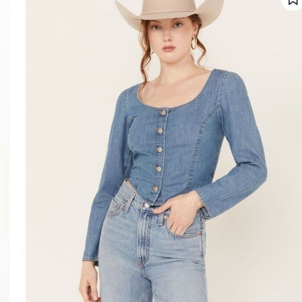 Levi's Blue Denim Button-Up Top - Picture 2 of 5